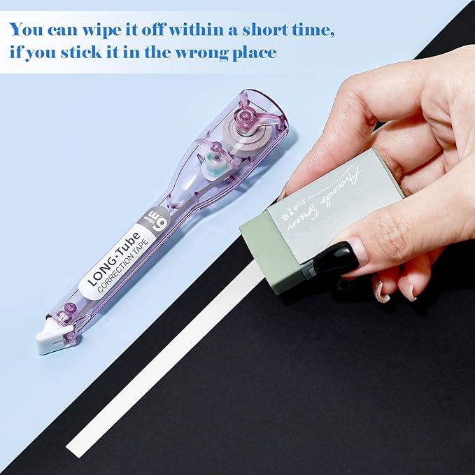 BAYTORY 5Pcs Correction Tapes, Aesthetic White Pull Out Tape Pens, Smooth and Quick Dry Tape, Easy to Use Pen-Style Applicator for Study Supplies and Office Products (Colorful)