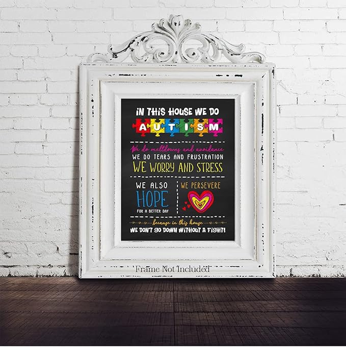 In This House We Do Autism | Autism Awareness Decor | Autism Classroom | Boho Rainbow Decor Classroom | Autism Sign | Autism Art Wall Decor Classroom | Autistic decorations - 24x30 unframed poster