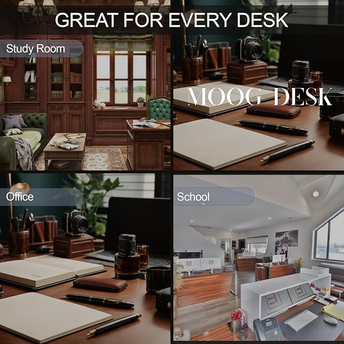 MOOGCO 12-Piece Leather Desk Set — Desk Pad 23.2" x 15.4", Double Document Tray, Pen Holder — Desk Organizer Set for Home Office & Executive Desk Accessories