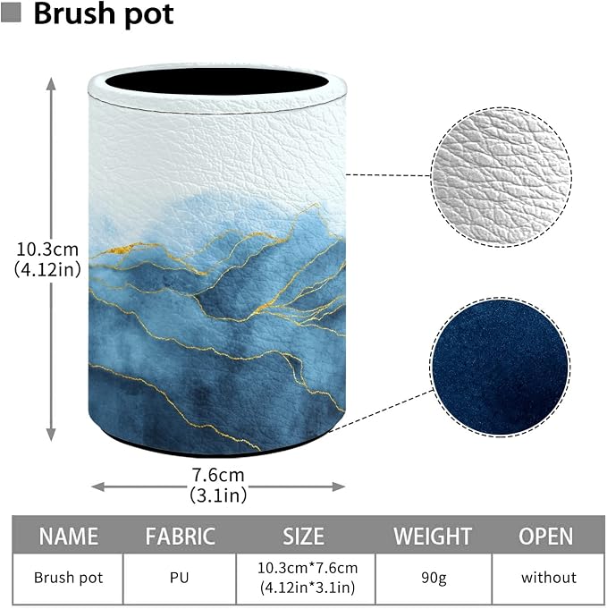 Marble Pen Holder Pencil Organizer Cute Pencil Cup Desk Decor Makeup Brush Holder PU Multifunctional Office Suppliesfor Home Classroom School