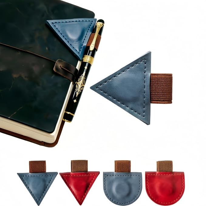 Vintage Mark Bookmark with Pen Holder, Magnetic Leather Bookmarks for Men Women Kids Book Lovers, Personalized Magnet Bookmark Clip Page Markers for Student Teacher Gifts Reading Accessories