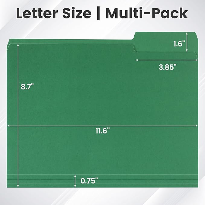 Colored File Folders, Letter Size, 1/3 Cut Tab. Chromatic Manila Folders 8.5 x 11 for Documents, Basic File Folders with Foldable Lines, Carpetas para Documentos for Office, School (100, 4-Color Mix)
