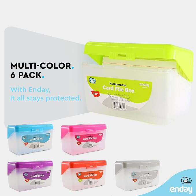 Enday Index Card Box Green 3x5 Index Card Holder, Index Card Organizer, Flash Card Holder, Holds 250 Cards. (36 PC)