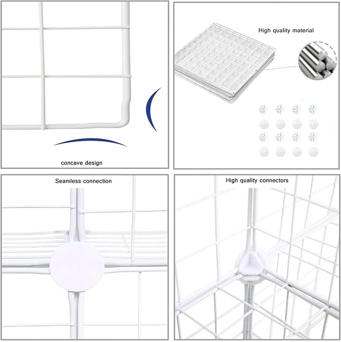 C&AHOME Wire Cube Storage, 9-Cube Organizer Metal, Wire C Grids Storage, Storage Bins Shelf, Modular Bookshelf, Closet Cabinet Ideal for Home, Living Room, Office 36.6”L x 12.4”W x 48.4”H White