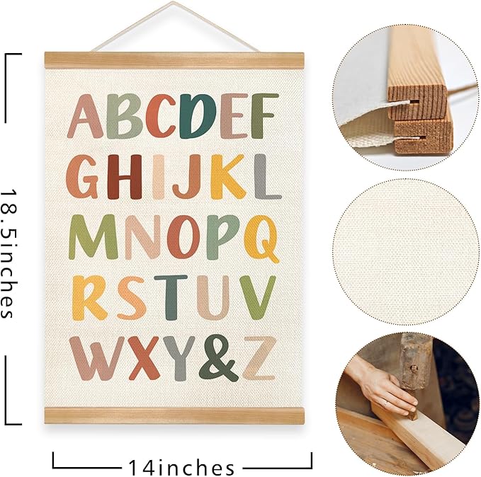 Alphabet Educational Chart Set of 2 for Classroom Decor,Colorful Educational Poster for Toddlers 1-3,Toddler Learning Poster for Ages 3-5 for Nursery Playroom and Homeschool,Back to School Season Classroom Must Haves 14x18.5Inch