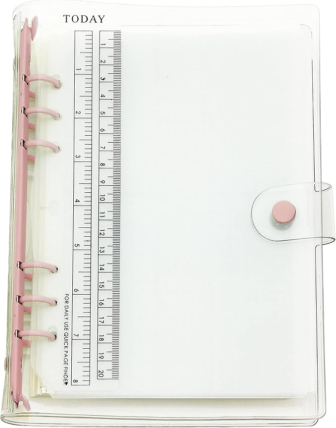 A6 A5 6-Holes Colorful PVC Cover Personal Organizer with Snap Button Closure File Folder for Loose Leaf Sheet Notebook (Sugar Coral, A5 Combo)