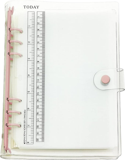 A6 A5 6-Holes Colorful PVC Cover Personal Organizer with Snap Button Closure File Folder for Loose Leaf Sheet Notebook (Sugar Coral, A5 Combo)