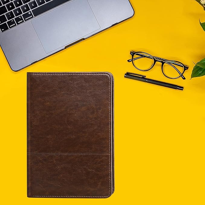 Padfolio/Portfolio Binder, Mini Padfolio Portfolio Binder 5 x 8 Legal Writing Pad, A5 Document Organizer Folder for Men Women,Brown.