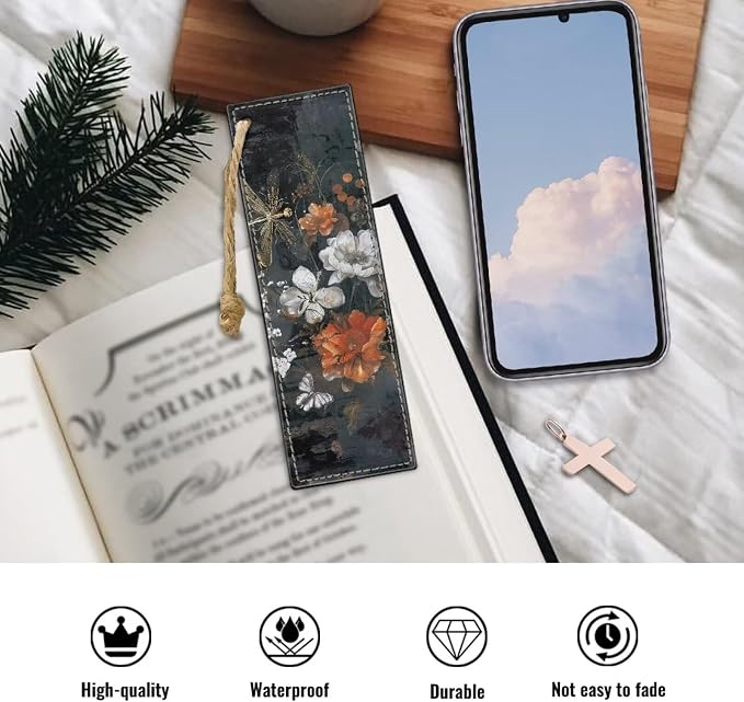Bookmarks for Men Boy, Cool Bookmarks Vintage Dragonfly Flower Book Marks for Adults Kids Funny Bookmark for Women Men Book Lovers Bookmarks Aesthetic