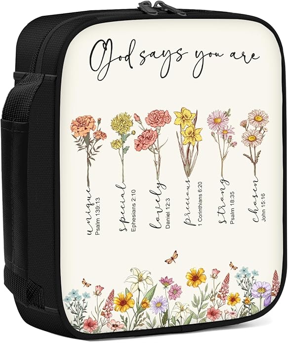 Bible Cover for Women, Bible Holder, Bible Cover With Handles, Bible Carrying Case, Bible Bags With Zipper and Pockets