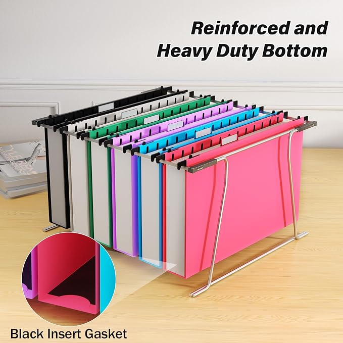 Ansook Legal Size Hanging File Folders Extra Capacity, Heavy Duty 2" Expandable Hanging Folder with Tabs,12 Pack Plastic Legal Size File Folders, File Cabinet Folders for Hanging File Folder Organizer