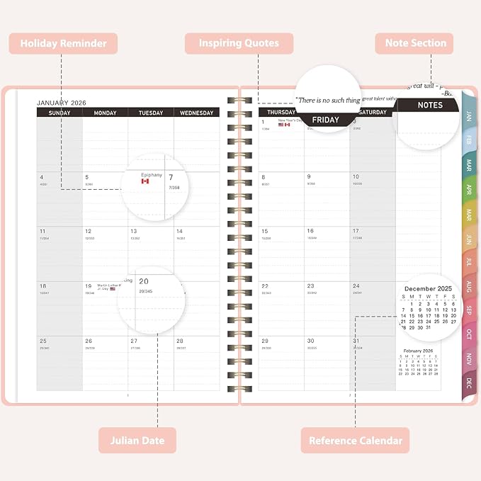 2026 Planner, 8.5" x 11" Weekly and Monthly Large Calendar Planner, Letter Size, Jan - Dec 2026, Hardcover Daily Agenda and Organizers for School Essentials & Office Supplies
