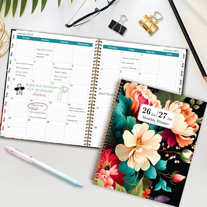 2026-2027 Monthly Planner - Jan. 2026 - Jun. 2027, 18 Months Academic Planners 9" x 11", Spiral Months Planner with Twin-Wire Binding, Large Monthly Planners for Office School and Home
