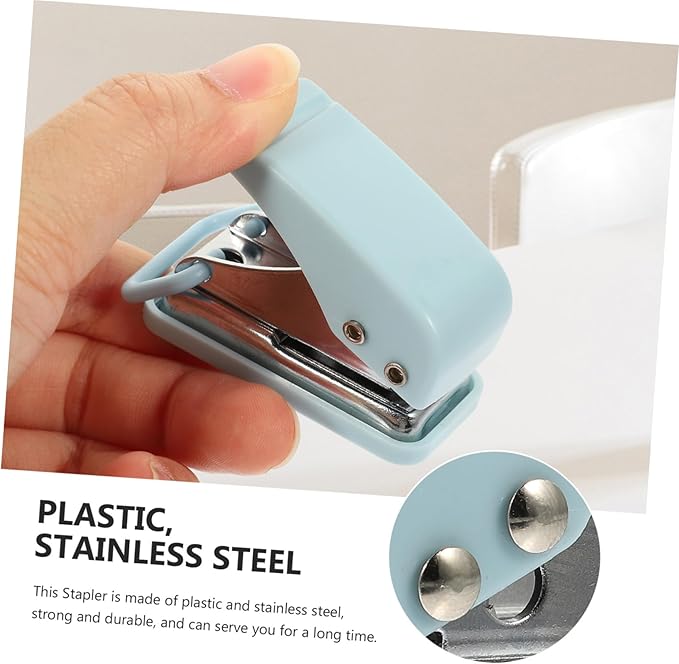 OSALADI Mini Hole Punch Portable Stapler for Students Compact Office Supply Sturdy Document Stitcher Cute Desk Ornament for School and Office Use