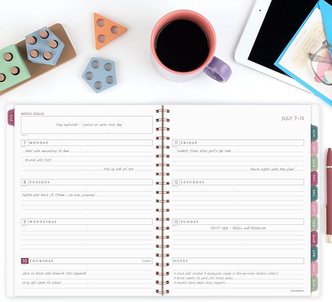 AT-A-GLANCE Planner 2025-2026 Academic, Weekly & Monthly, 8-1/2" x 11", Large, Monthly Tabs, Flexible Cover, Badge Floral (1734F-905A)
