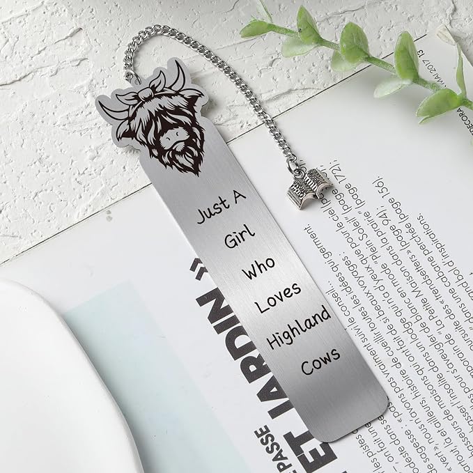 Funny Metal Bookmark Gifts - Cute Highland Cow Bookmarks Reading Women Girls Book Lovers Inspirational Page Marks School Accessories Students Friends Birthday Decorations Graduation Decor