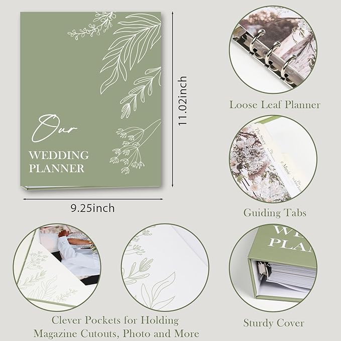 Wedding Planning Book and Organizer for Bride Newly Engaged Couples 222 Pages Bridal Wedding Planner Organizer Notebook with Sticker Checklists & Calendars for Bride To Be