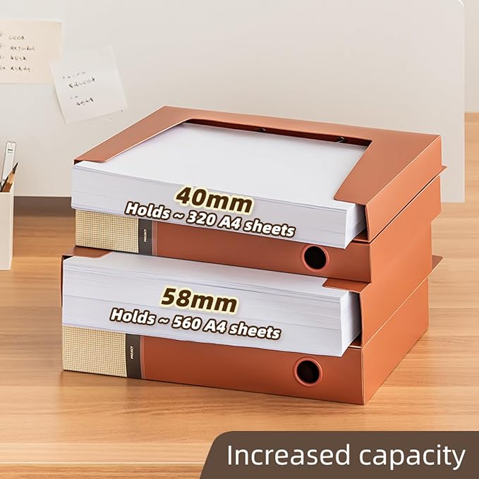 A4 Storage File Boxes Plastic Archives Cases with Lid, File Folder Organizer Document Filing Box for office,home,school (1, 40mm width)