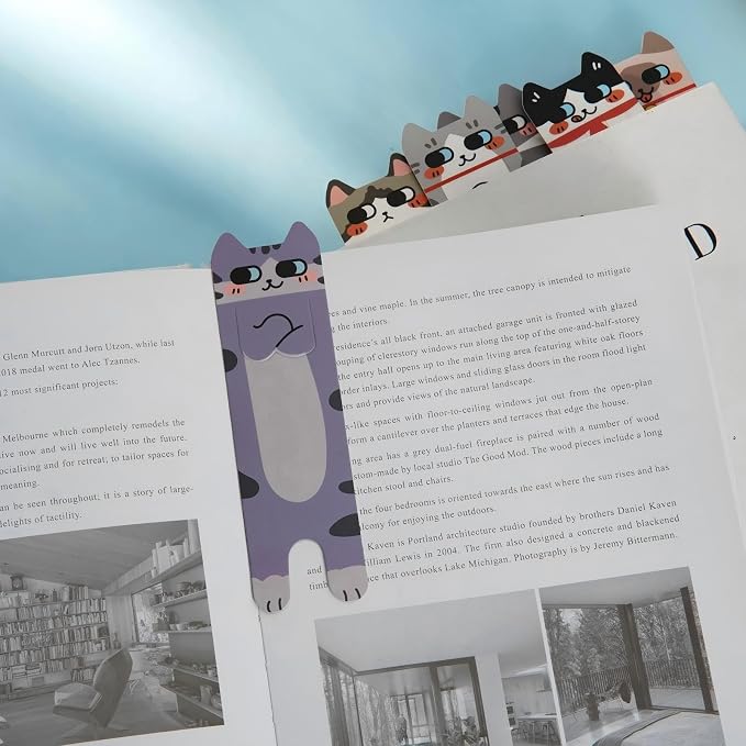 30Pcs Cat Bookmarks, Cute Paper Book Marks for Reading Kids, Double-Print Bookmark for Book Lovers, Student, Girls, Boys, Classroom