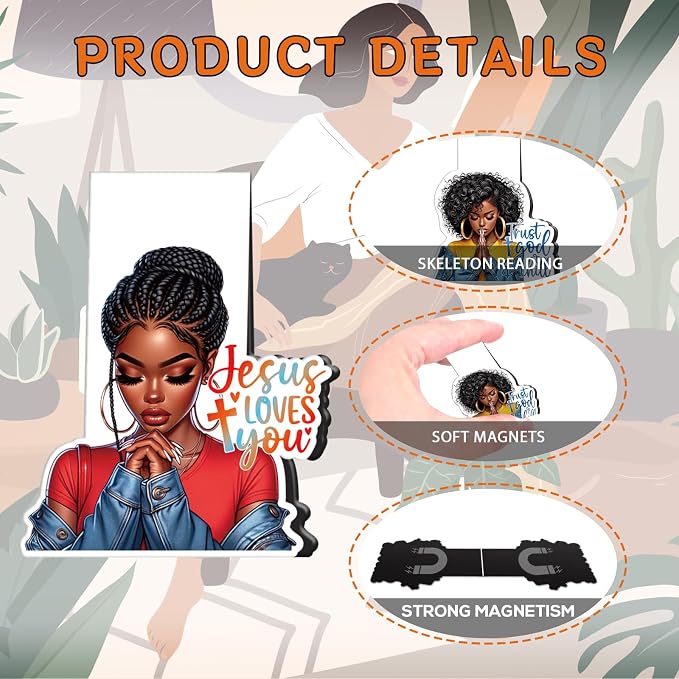 Black Girl Magnetic Bookmarks Gifts - Cosmisun 9 Pcs Praying Black Women Bookmark Magnets Christian Inspirational Book Marks Page Markers Clip Gifts for Church Women Students Teacher Bookish Reading