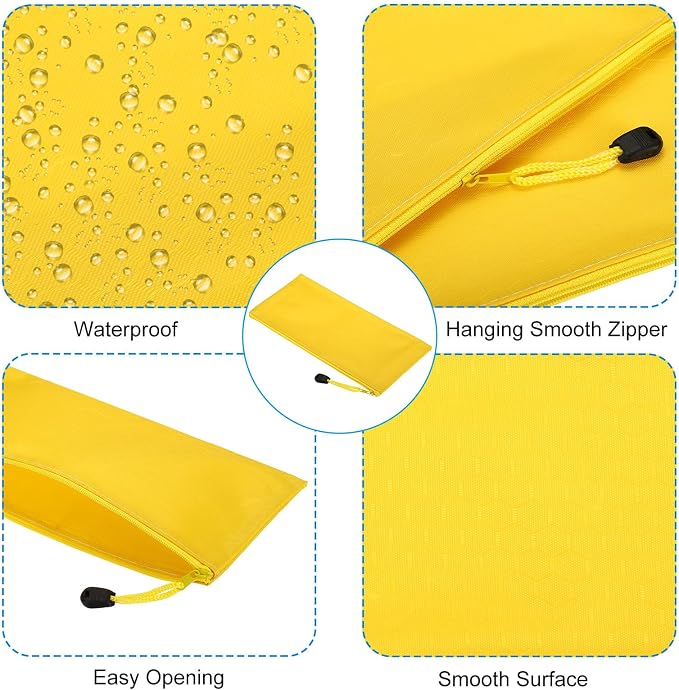 PATIKIL Waterproof Zipper File Bags, 3 Pack A6 Document Holders Pencil Pouch for Office, Yellow