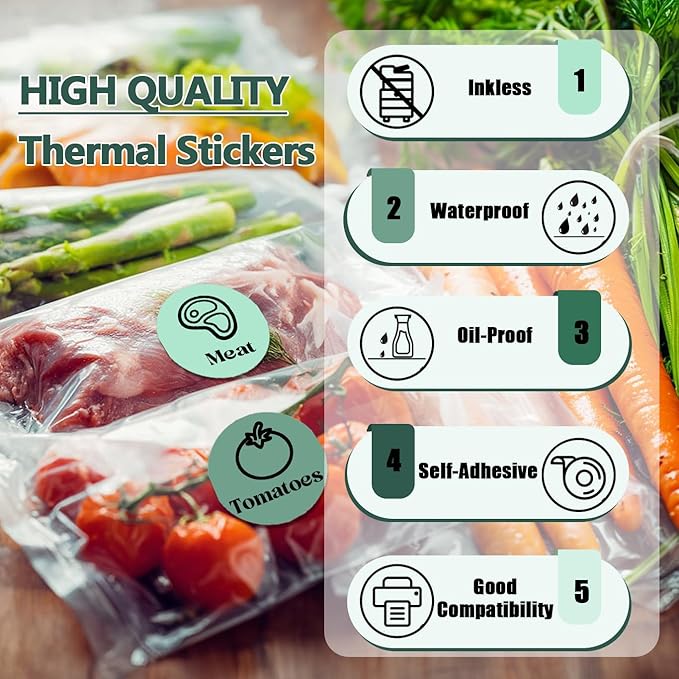 300PCS 2 Inch Round Thermal Printer Labels for Label Maker, Green Series Thermal Stickers for Gifts, DIY, Fruit Stands, 2x150PCS/ Roll Circle Stickers with PL70E/ PL80E/ Y812/ X1038 Label Printer