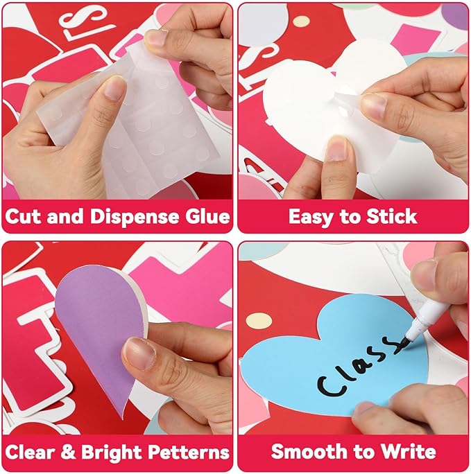 Valentine's Day Bulletin Board Set Valentine's Love Heart Classroom Decoration A Class Full Of Sweethearts Themed Cut-Outs Red Pink Colorful Hearts Bulletin Border for School Craft Projects Wall Decor