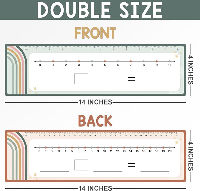26 Pack Rainbow Boho Number Line Dry Erase Boards Cards, 14"x4", Double-Sided, 0-10 on One Side & 0-20 on Other Side, Math Manipulatives for Student, Education Classroom Must Haves
