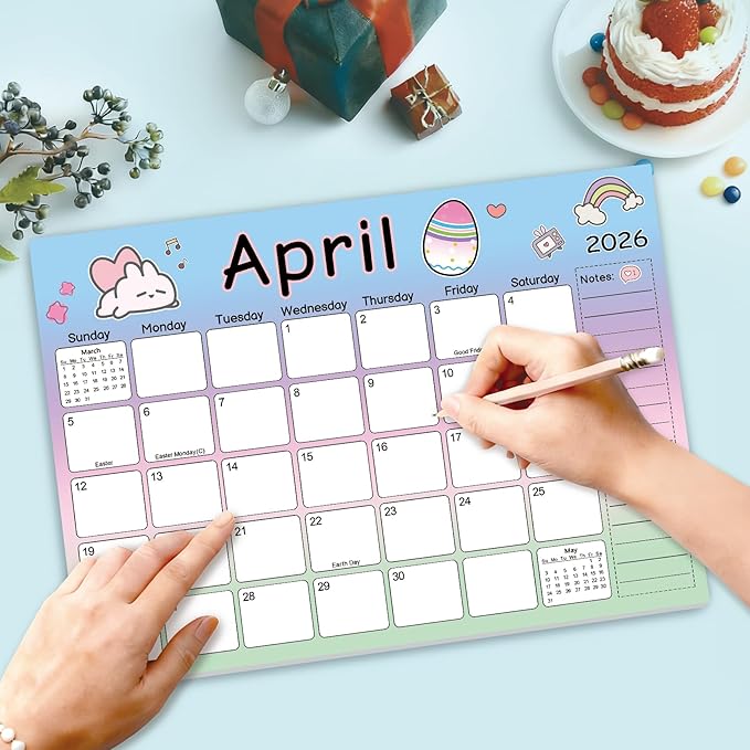 2026 Magnetic Fridge Calendar, Cute Kids Calendars to Dec 2026 Refrigerator Magnet, Monthly Kitchen Magnetic Calendars for Refrigerator, Gifts for Easter Checkered Daily Planning (11.7"x8.3")