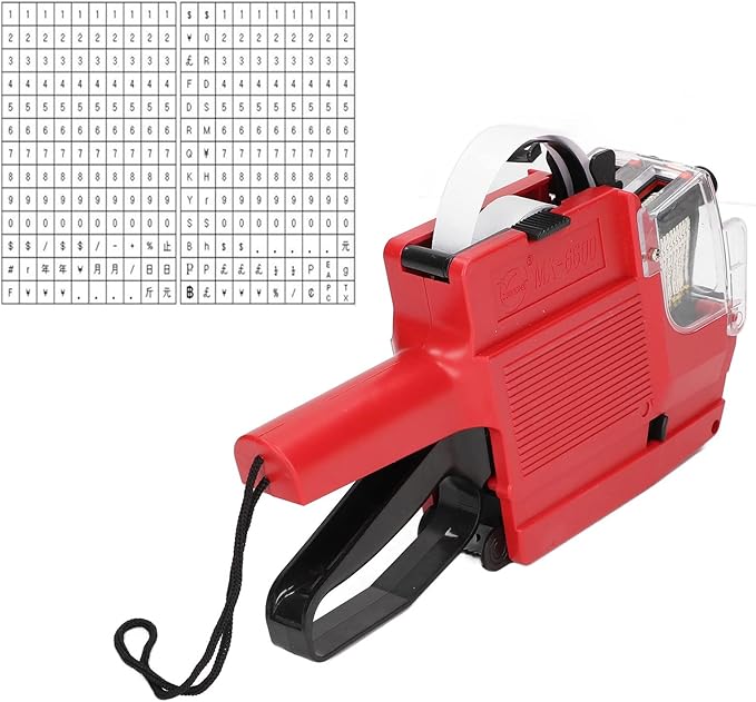 Tyenaza Price Tag Gun - 10 Digits, Sticker Labels Included, Suitable for Office and Retail Store (red)