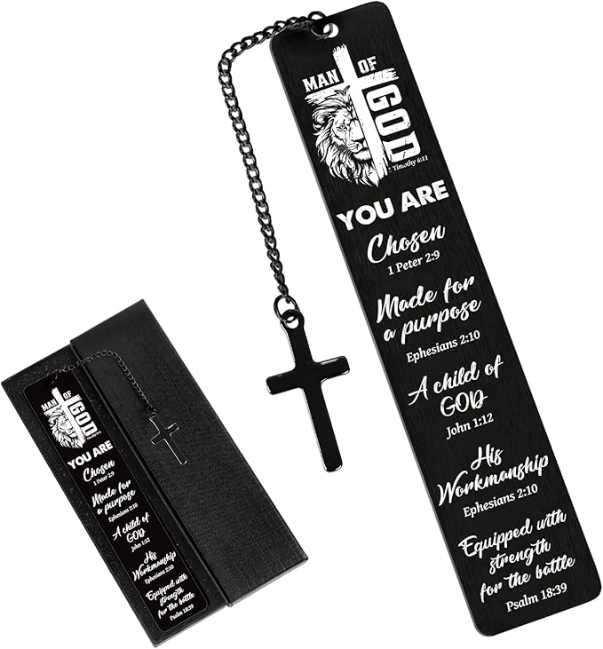 Inspirational Christian Bookmarks Gifts - Man of God Bible Verse Bookmark, Scripture Faith Book Marks for Friends, Religious Thanksgiving Christmas Birthday Gifts for Book Lovers