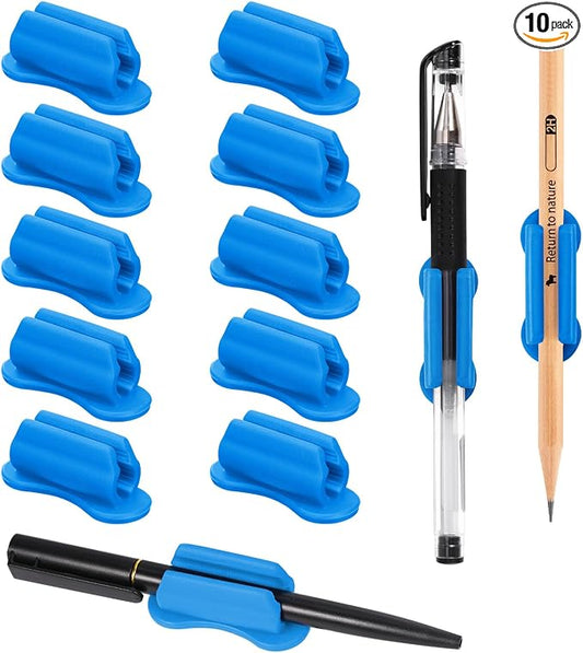 BOBOKA 10 Pack Upgraded Pencil Holder, Adhesive Pen Holder for Desk, Silicone Pencil Holder & Marker Holder for Clipboard Wall Classroom School Office Desk Accessories