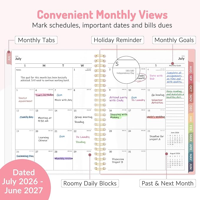 Teacher Planner 2026-2027, Forvencer Academic Planner 2026-2027, Jul 2026 - Jun 2027, 6.3" x 8.5", Weekly & Monthly Planning Book with 7 Periods, School Agenda for Teacher Student, A5,Beige