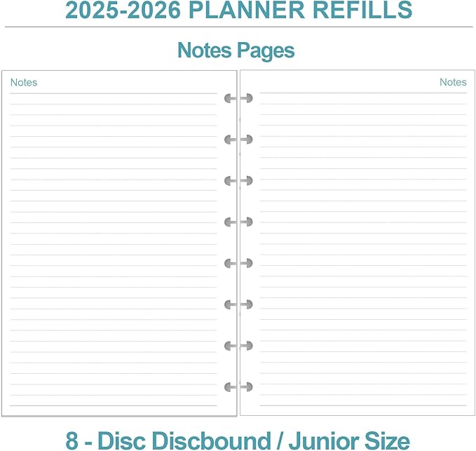 2025-2026 Planner Refills – One Page Per Day, 8-Disc Discbound 2025-26 Daily ＆ Monthly Planner, Runs from July 2025-June 2026, Prioritized, To-Do List, Notes, 5.8" x 8.5"
