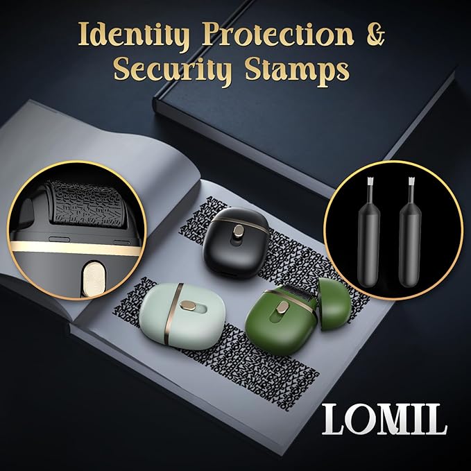 Lomil Refillable Identity Theft Protection Roller Stamp, Address Blocker Roller Stamp for Bank Statements Bill, Privacy & Security Stamp for Mail (Black, 1 Pack)