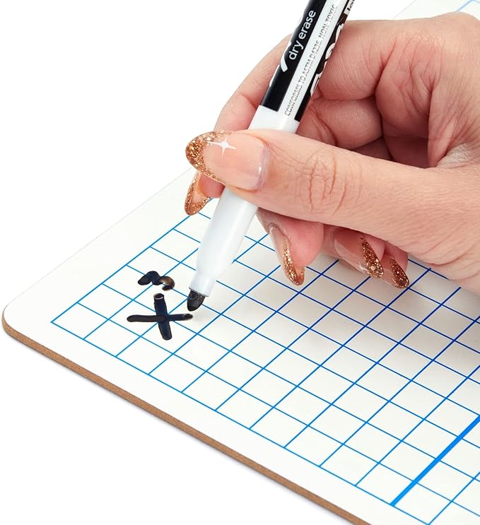 Bright Creations Dry Erase Boards with Grid & Blank Side - 24-Piece Double-Sided 9" x 12" - WhiteBoards with Erasers for Teacher and School Supplies