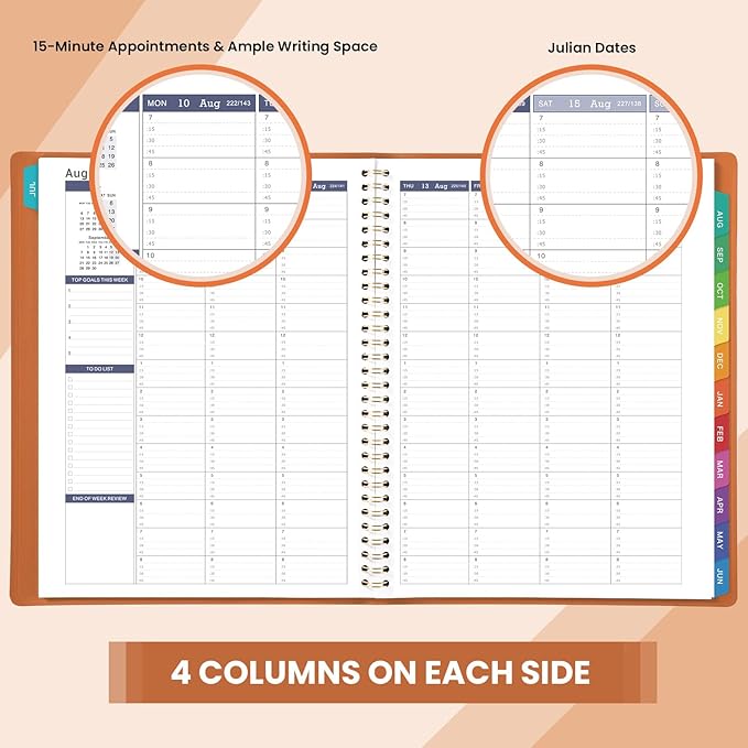 2026-2027 Weekly Appointment Book - Jul. 2026 - Jun. 2027, Daily Hourly Planner 2026-2027, 8.5" x 11", 15-Minute Interval, 12 Monthly Tabs, Flexible Soft Cover