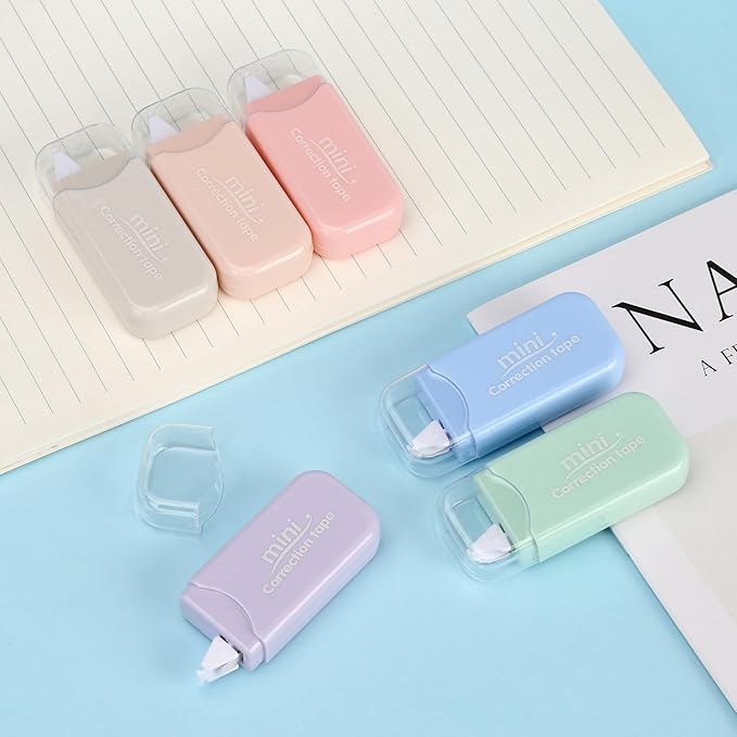 White Correction Tape, 6 Pack, 13.13 Feet Mini Correction Tape, Writing supplies and correction supplies for School And Office. (Milkshake)