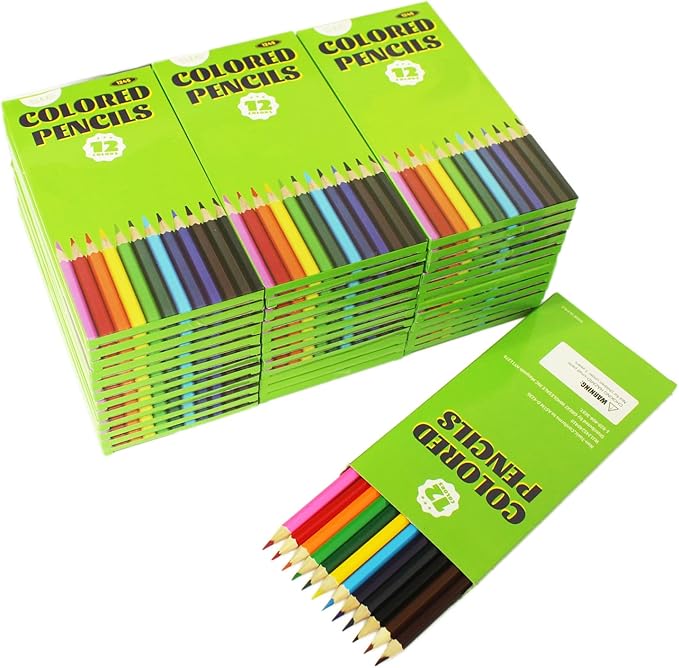 S & E TEACHER'S EDITION 432Pcs Colored Pencils, Pre-sharpened, coloring pencils Christmas Gifts 12 Colors, 12pcs/box, 36Boxes, Total: 432Pcs.