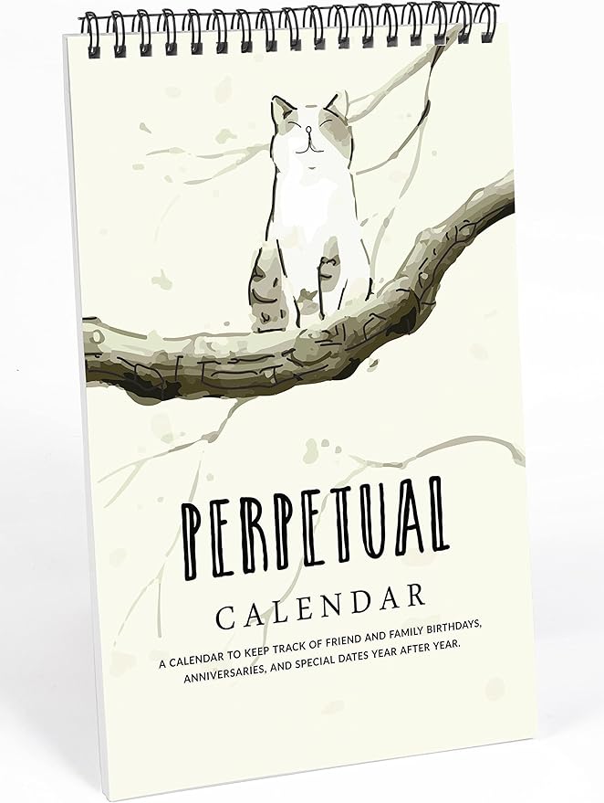 Cat Perpetual Calendar, Important Dates to Remember- 6x9 Monthly and Daily Wall Hanging Journal for Special Days- Birthdays- Anniversaries Book Birthday Gift Planner Organizer-VD