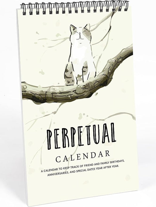 Cat Perpetual Calendar, Important Dates to Remember- 6x9 Monthly and Daily Wall Hanging Journal for Special Days- Birthdays- Anniversaries Book Birthday Gift Planner Organizer-VD