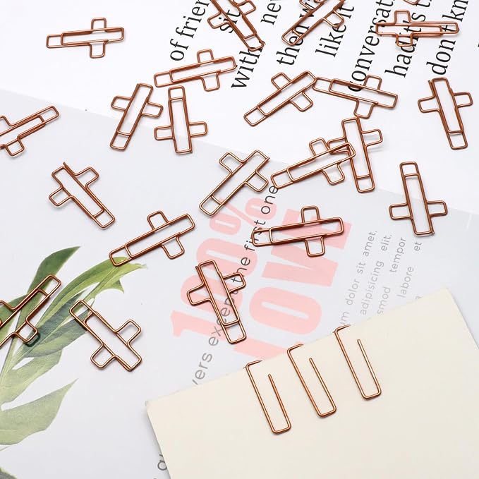 50Pcs Rose Gold Cross Paper Clips, Versatile Bible Paper Clips Journaling Paper Clip, Great Bookmarks for Bible Study Supplies/Christian Office and Home
