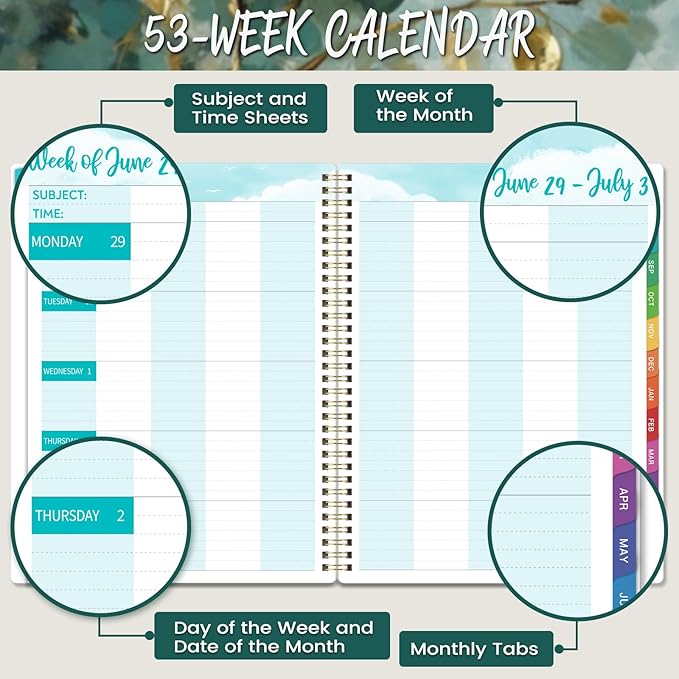 Teacher Planner 2026-2027 - Teacher Lesson Planner, July 2026 - June 2027, 8.5" x 11", 2026-2027 Planner Weekly and Monthly, Lesson Plan Book for Teachers, Colorful Tabs, Inner Pocket