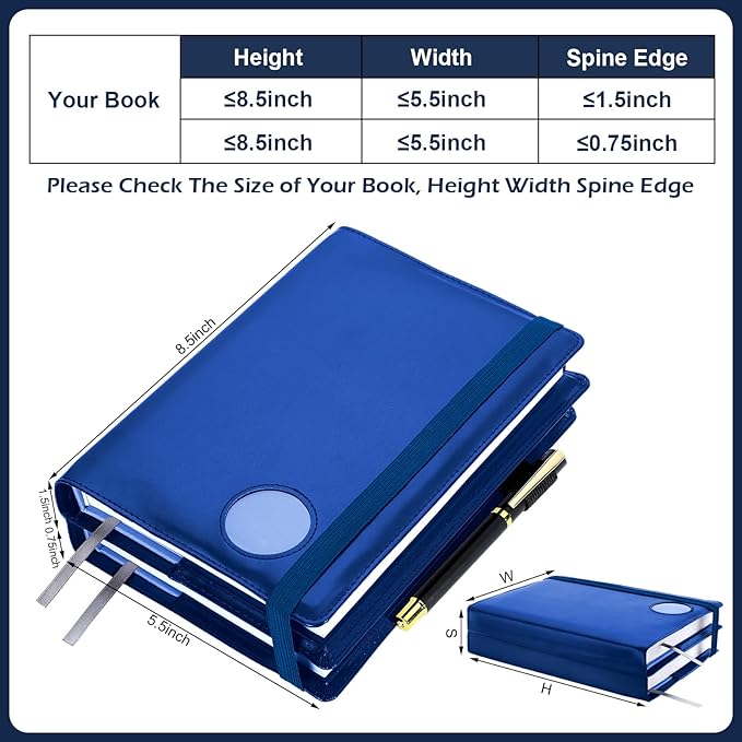 Motipuns 1 Pack Double AA Book Cover & 12 Steps & 12 Leather Double AA Book Cover Medallion Holder Paperback Protector Leather Gift for Women Men (Blue)