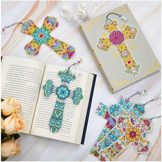 Anserdrm 6Pcs Diamond Art Bookmarks Kit - DIY Paint with Diamonds Bookmarks with Pendant, Arts and Crafts Kits for Adults, Perfect Craft Gifts