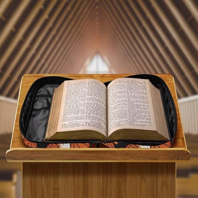 Coldinair Basketball Bible Cover Case for Men,Kids Carrying Book Cover Bible Holders with Handle and Zippered Pocket,Fits for Standard/Large Size Bible