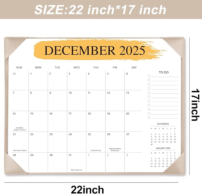 Desk Calendar 2026-2027 with Desktop Mat – 18-Month Desktop Calendar from Jan 2026–Jun 2027, for Office, School & Home Use – Large Teacher Desk Calendar 22x17 (Apricot)