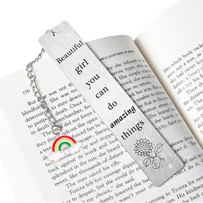 Inspirational Bookmark, Inspirational Gifts for Girl Gifts Girl Christmas Birthday Gifts for Daughter Granddaughter Sister Friend, Sunflower Bookmark, Beautiful Girl You Can Do Amazing Things
