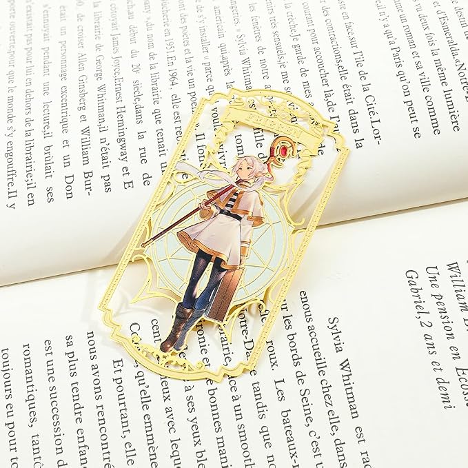 Anime Frieren: Beyond Journey's End Bookmark Stainless Steel Manga Fans Cartoon Fashion Student Scholar Learning Gift (Frieren-1)