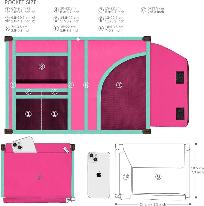 A5 Conference Folder Business Organiser Bag Notepad Carrying Case Document Case A5 Portfolio Organiser Portfolio Binder with Zip (Rose Red)